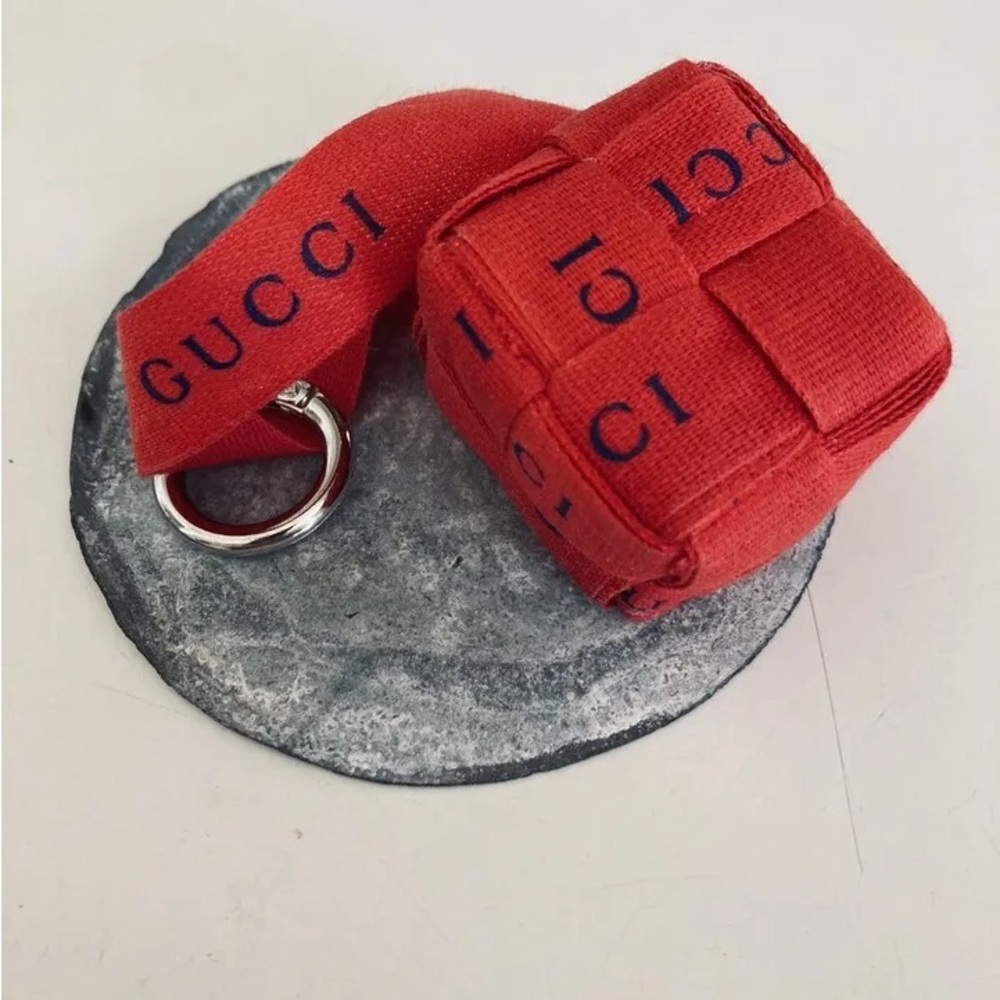 S O L D GUCCI Upcycled Repurposed Authentic SpellOut Ribbon KeyRing